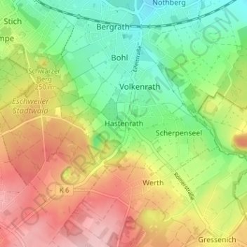 Topografische kaart Hastenrath, hoogte, reliëf