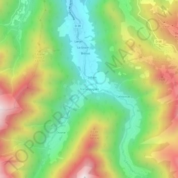 Topografische kaart Tramesaygues, hoogte, reliëf