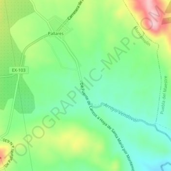 Topografische kaart El Espartero, hoogte, reliëf