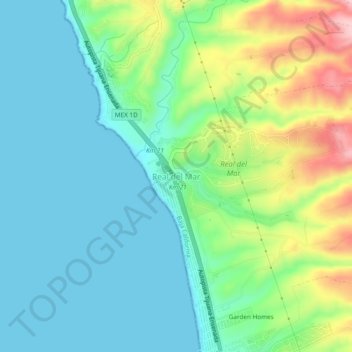 Topografische kaart Real del Mar, hoogte, reliëf