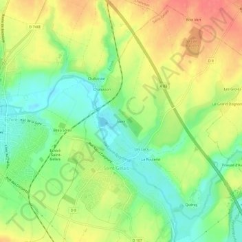 Topografische kaart Suire, hoogte, reliëf