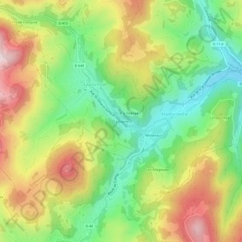 Topografische kaart La Gayire, hoogte, reliëf