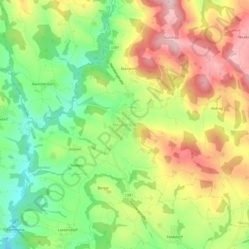 Topografische kaart Neußerling, hoogte, reliëf
