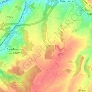 Topografische kaart Petit Chenoy, hoogte, reliëf