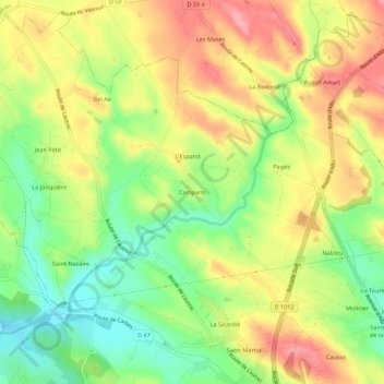 Topografische kaart Campans, hoogte, reliëf