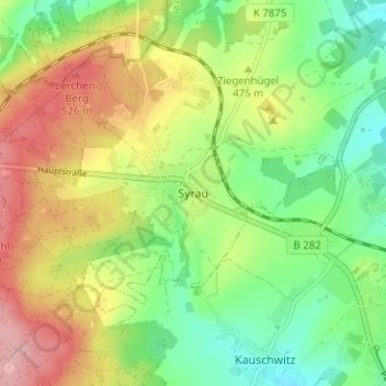 Topografische kaart Syrau, hoogte, reliëf
