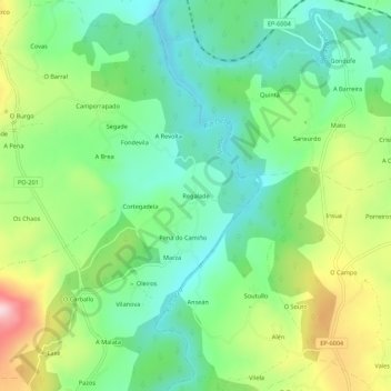 Topografische kaart Regalade, hoogte, reliëf