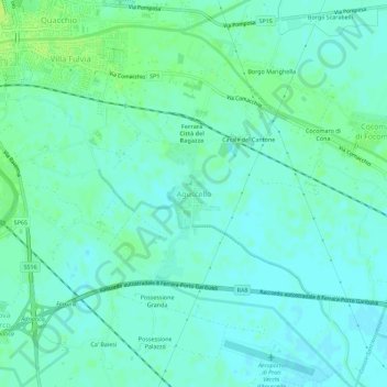 Topografische kaart Aguscello, hoogte, reliëf
