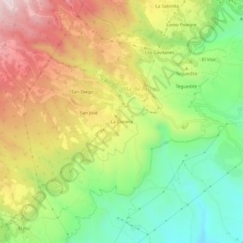 Topografische kaart La Cisnera, hoogte, reliëf