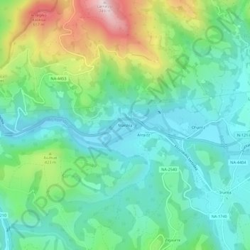 Topografische kaart Mardea, hoogte, reliëf