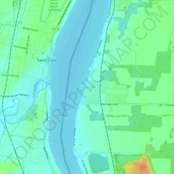 Topografische kaart Courtright, hoogte, reliëf
