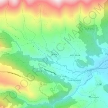 Topografische kaart Abiada, hoogte, reliëf