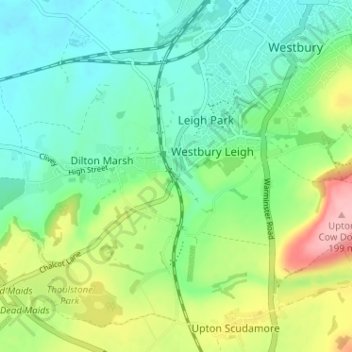 Topografische kaart Penknap, hoogte, reliëf