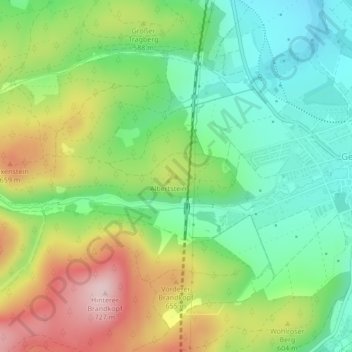 Topografische kaart Friedenshöhe, hoogte, reliëf