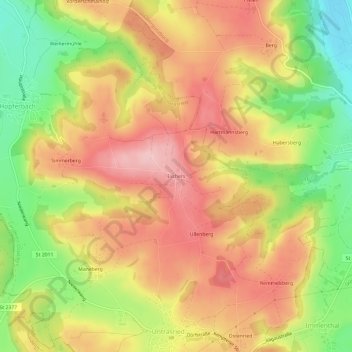 Topografische kaart Eschers, hoogte, reliëf