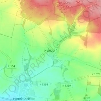 Topografische kaart Neindorf, hoogte, reliëf