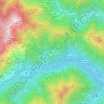 Topografische kaart Sassiglioni, hoogte, reliëf