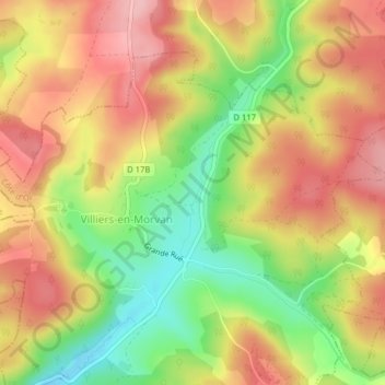 Topografische kaart Les Corcelles, hoogte, reliëf