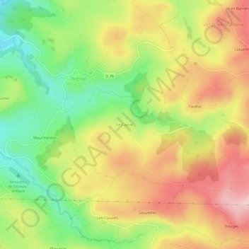 Topografische kaart Le Cayrac, hoogte, reliëf