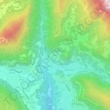 Topografische kaart Lissa, hoogte, reliëf