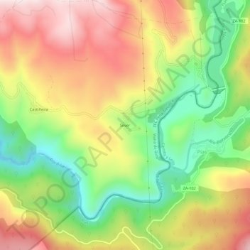 Topografische kaart Sever, hoogte, reliëf