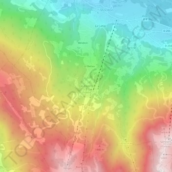 Topografische kaart Les Esserts, hoogte, reliëf