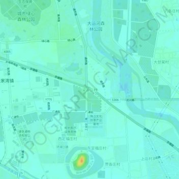 Topografische kaart 梁各庄村, hoogte, reliëf