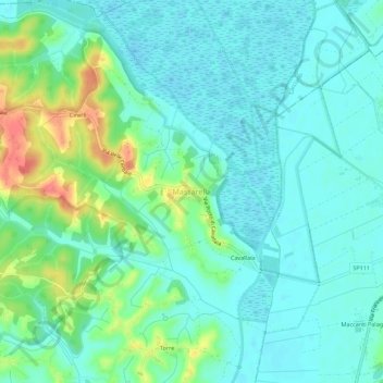 Topografische kaart Massarella, hoogte, reliëf