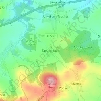 Topografische kaart Taschendorf, hoogte, reliëf
