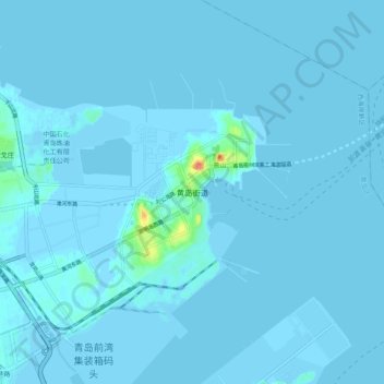 Topografische kaart 黄岛街道, hoogte, reliëf