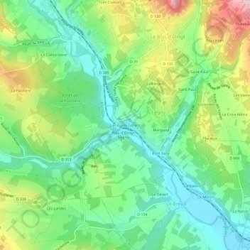 Topografische kaart Les Ponts Tarrets, hoogte, reliëf