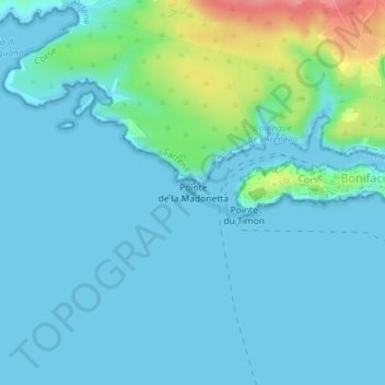 Topografische kaart Pointe de la Madonetta, hoogte, reliëf