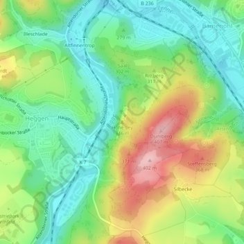 Topografische kaart Hohe Ley, hoogte, reliëf