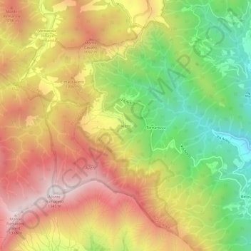 Topografische kaart Acero, hoogte, reliëf