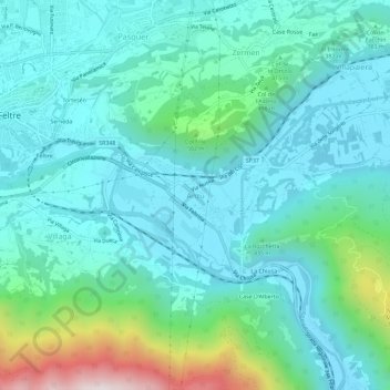 Topografische kaart Anzù, hoogte, reliëf