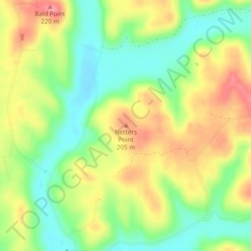 Topografische kaart Netters Point, hoogte, reliëf