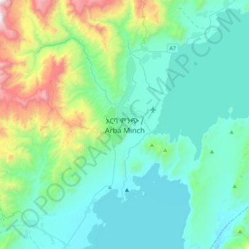 Topografische kaart አርባ ምንጭ / Arba Minch, hoogte, reliëf