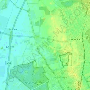 Topografische kaart Westenesch, hoogte, reliëf