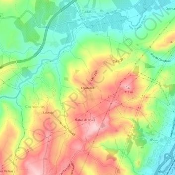 Topografische kaart Loja Nova, hoogte, reliëf