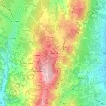 Topografische kaart Le Chevronnet, hoogte, reliëf