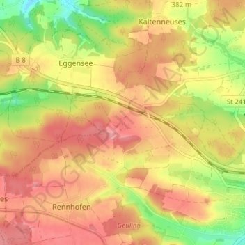 Topografische kaart Wulkersdorf, hoogte, reliëf