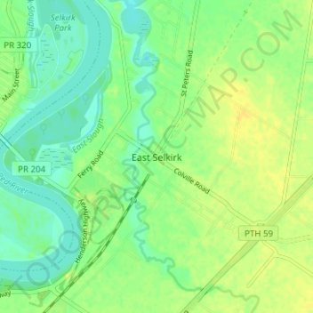 Topografische kaart East Selkirk, hoogte, reliëf