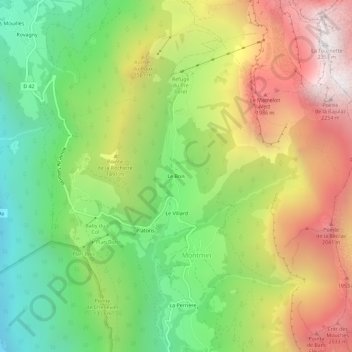 Topografische kaart Le Bois, hoogte, reliëf