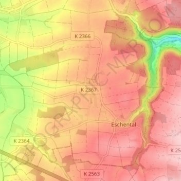 Topografische kaart Goggenbach, hoogte, reliëf