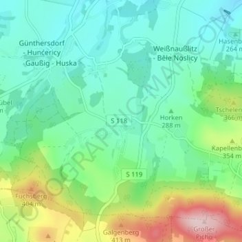 Topografische kaart Diehmen, hoogte, reliëf