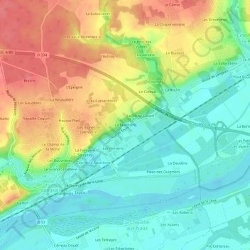 Topografische kaart La Mulotière, hoogte, reliëf