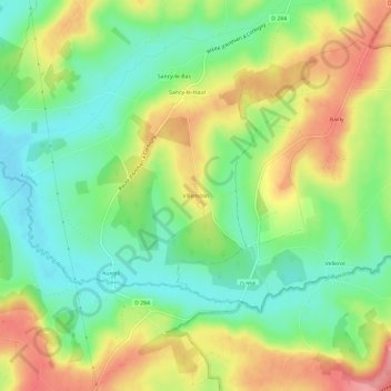 Topografische kaart Villemolin, hoogte, reliëf