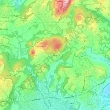 Topografische kaart Casarico, hoogte, reliëf