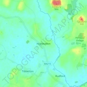 Topografische kaart Highleadon, hoogte, reliëf