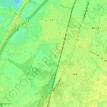 Topografische kaart Gebroek, hoogte, reliëf